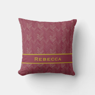 Chevron Herringbone Pattern Luxurious Red Monogram Cushion
