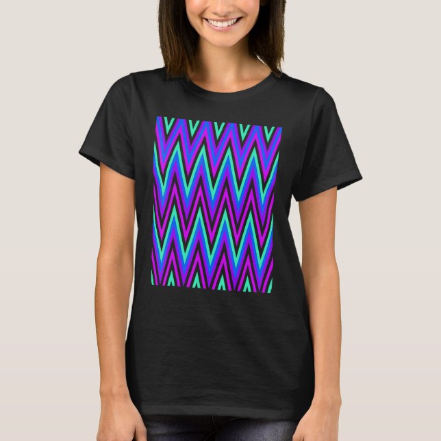 Chevron In Purple Blue Aqua Zigzags T-Shirt (Front)