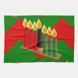 chevron kwanzaa tea towel