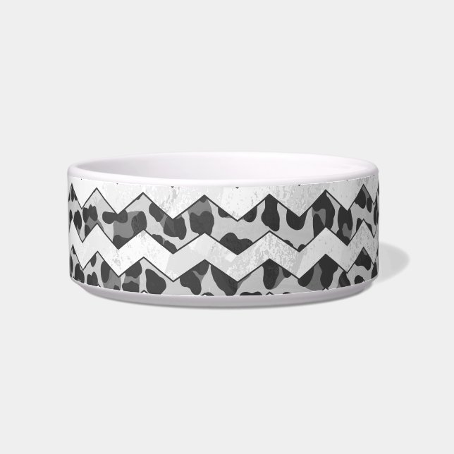 Chevron Leopard Grey and Light Grey Print Bowl (Right)