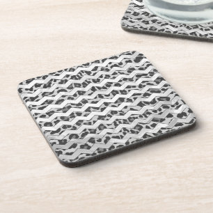 Chevron Leopard Grey and Light Grey Print Coaster