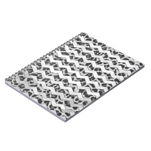 Chevron Leopard Grey and Light Grey Print Notebook