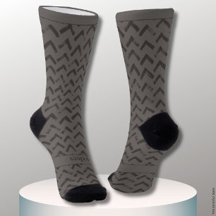 Chevron Light Grey and Dark Grey Name Socks