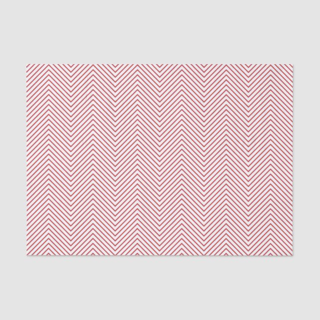 Chevron Line Tissue Paper - Dark Red on White (Front)