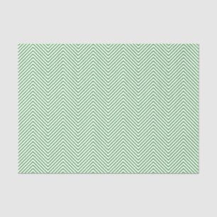 Chevron Line Tissue Paper - Green on White