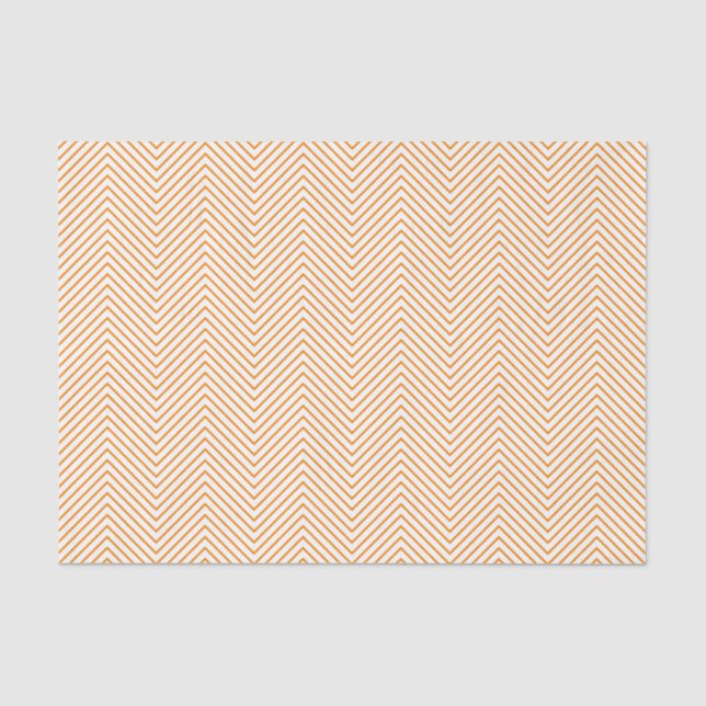 Chevron Line Tissue Paper - Orange on White (Front)
