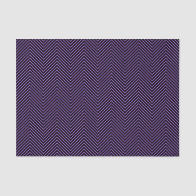 Chevron Line Tissue Paper - Purple on Black (Front)