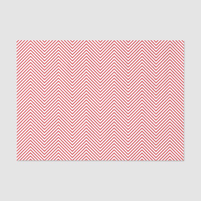 Chevron Line Tissue Paper - Red on White (Front)