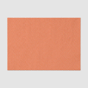 Chevron Line Tissue Paper - White on Bright Orange