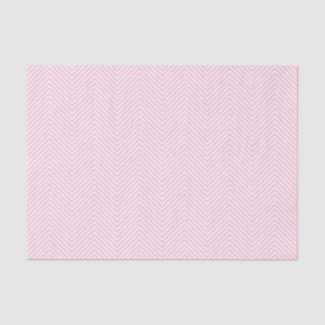Chevron Line Tissue Paper - White on Light Pink (Front)
