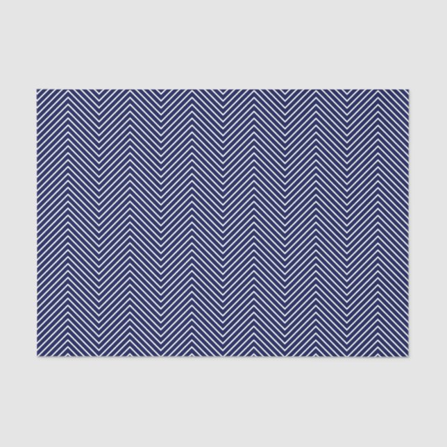 Chevron Line Tissue Paper - White on Navy Blue (Front)