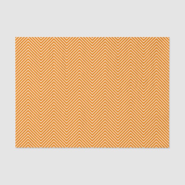 Chevron Line Tissue Paper - White on Orange (Front)
