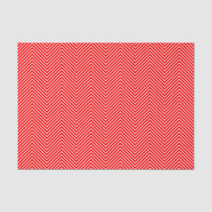 Chevron Line Tissue Paper - White on Red