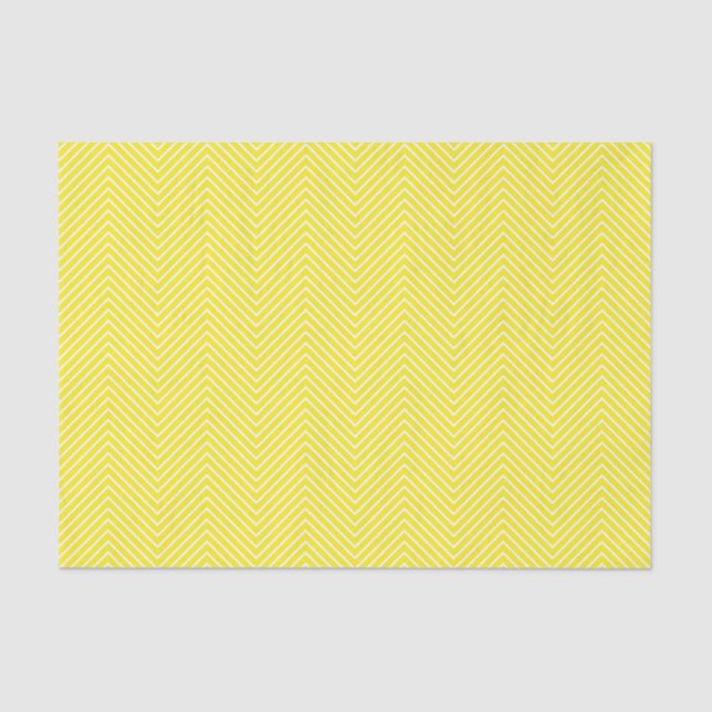 Chevron Line Tissue Paper - White on Yellow (Front)