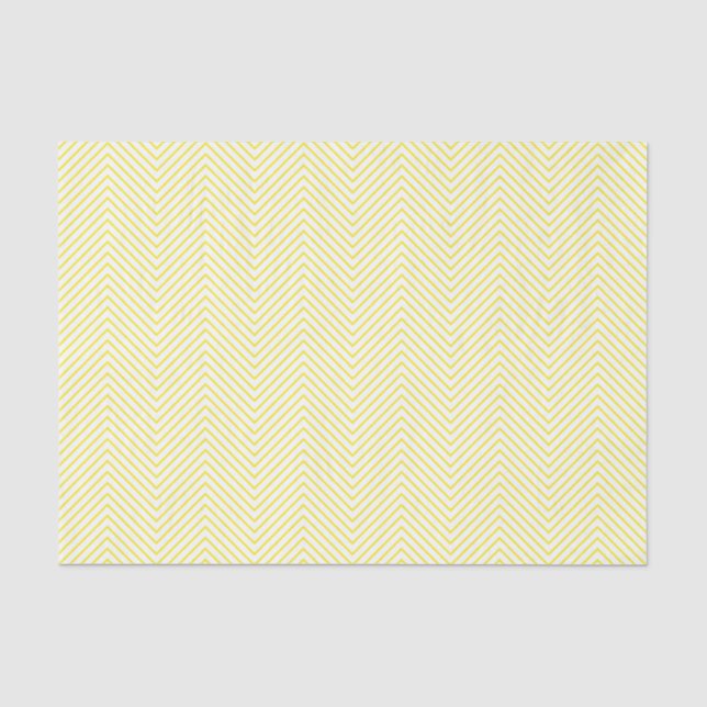 Chevron Line Tissue Paper - Yellow on White (Front)