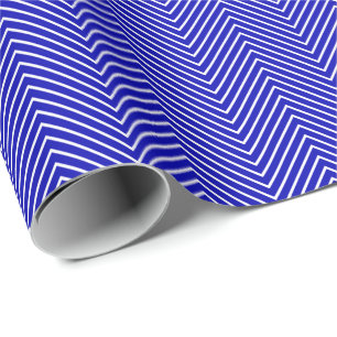 Chevron Line White on Royal Blue Wrapping Paper