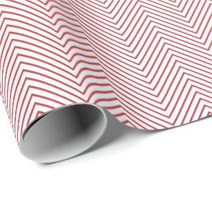 Chevron Line Wrapping Paper - Dark Red on White