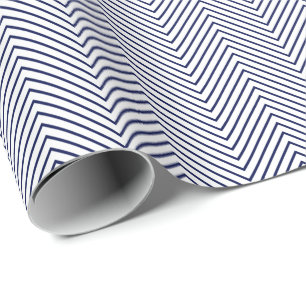 Chevron Line Wrapping Paper - Navy Blue on White