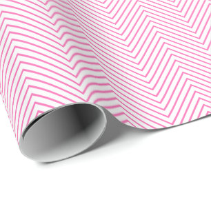 Chevron Line Wrapping Paper - Pink on White