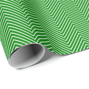 Chevron Line Wrapping Paper - White on Green