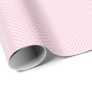 Chevron Line Wrapping Paper - White on Light Pink