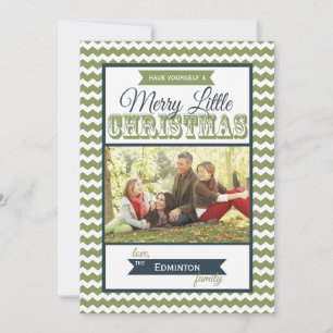 Chevron Merry Little Christmas Flat Card