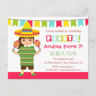 Chevron Mexican Fiesta Kids Birthday Party Invitation