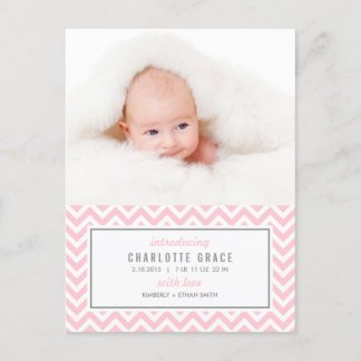CHEVRON Modern Birth Announcement Postcard