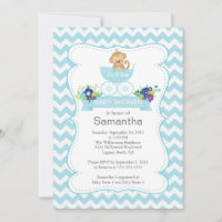 Chevron Monkey In Carriage Boys Baby Shower