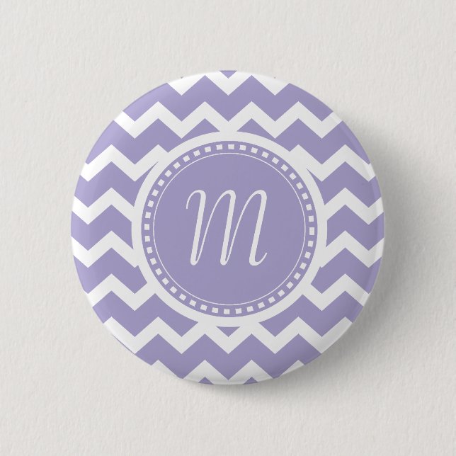Chevron Monogram Retro Purple and White 6 Cm Round Badge (Front)