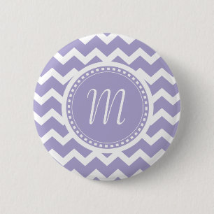 Chevron Monogram Retro Purple and White 6 Cm Round Badge
