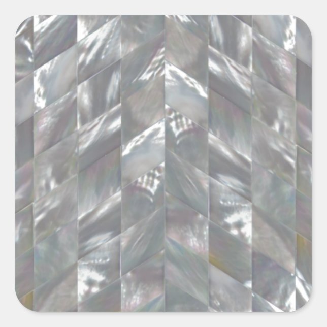 Chevron Mother of Pearl Square Sticker (Front)