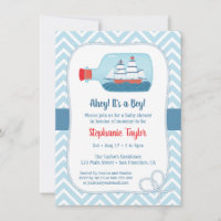 Chevron Nautical Ship in Bottle Baby Shower