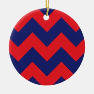 Chevron Navy Blue & Red Any Type/Size Custom Ceramic Tree Decoration