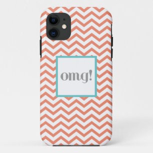 Chevron "OMG!" in Grey Coral and Turquoise Case-Mate iPhone Case