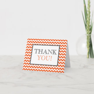 Chevron Orange & White Thank You Card