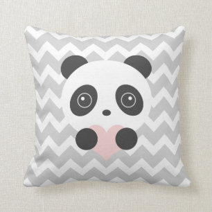 Chevron Panda Heart Cushion