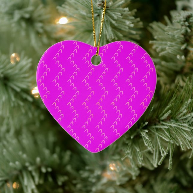 Chevron Pastel Pink Hearts Fuchsia Ornament (Tree)