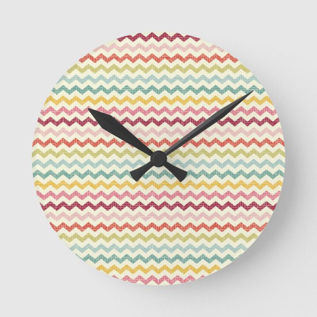 Chevron Pattern 4 Round Clock (Front)
