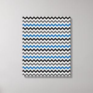 Chevron Pattern Background Blue Grey Black White Canvas Print