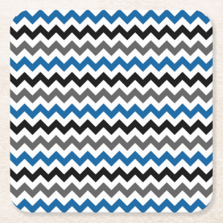 Chevron Pattern Background Blue Grey Black White Square Paper Coaster