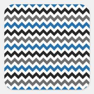 Chevron Pattern Background Blue Grey Black White Square Sticker