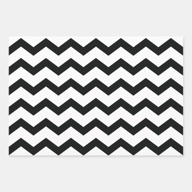 Chevron Pattern Black and White Wrapping Paper Sheet (Front)