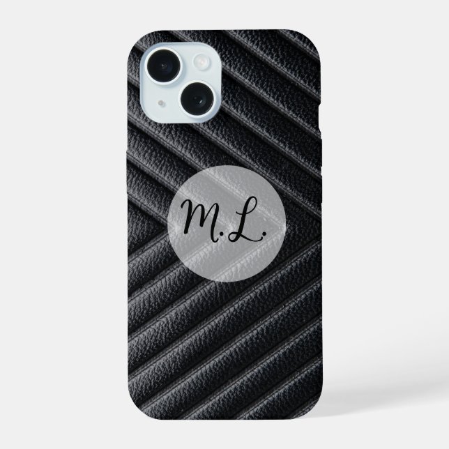 Chevron Pattern Black Leather Phone Case (Back)