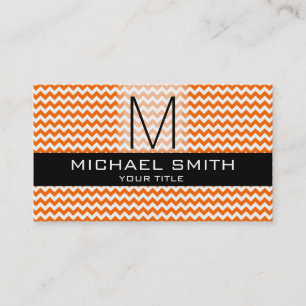 Chevron Pattern Black Modern Monogram #10 Business Card