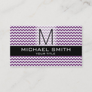 Chevron Pattern Black Modern Monogram #6 Business Card