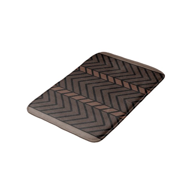 Chevron Pattern Brown Bath Mat (Angled)