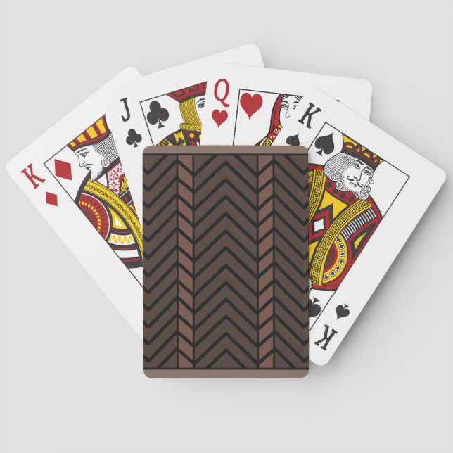 Chevron Pattern Brown Playing Cards (Back)