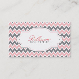 Chevron Pattern Business Card (pink/grey)