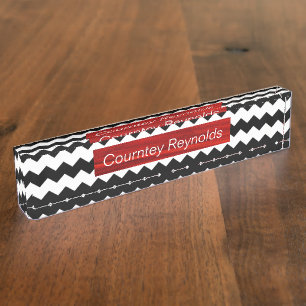Chevron Pattern Elegant Stylish Desk Nameplates. Nameplate